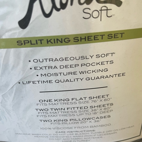 Aloha Soft. Split King Sheet Set - Gray/Graphite color - Picture 2 of 2